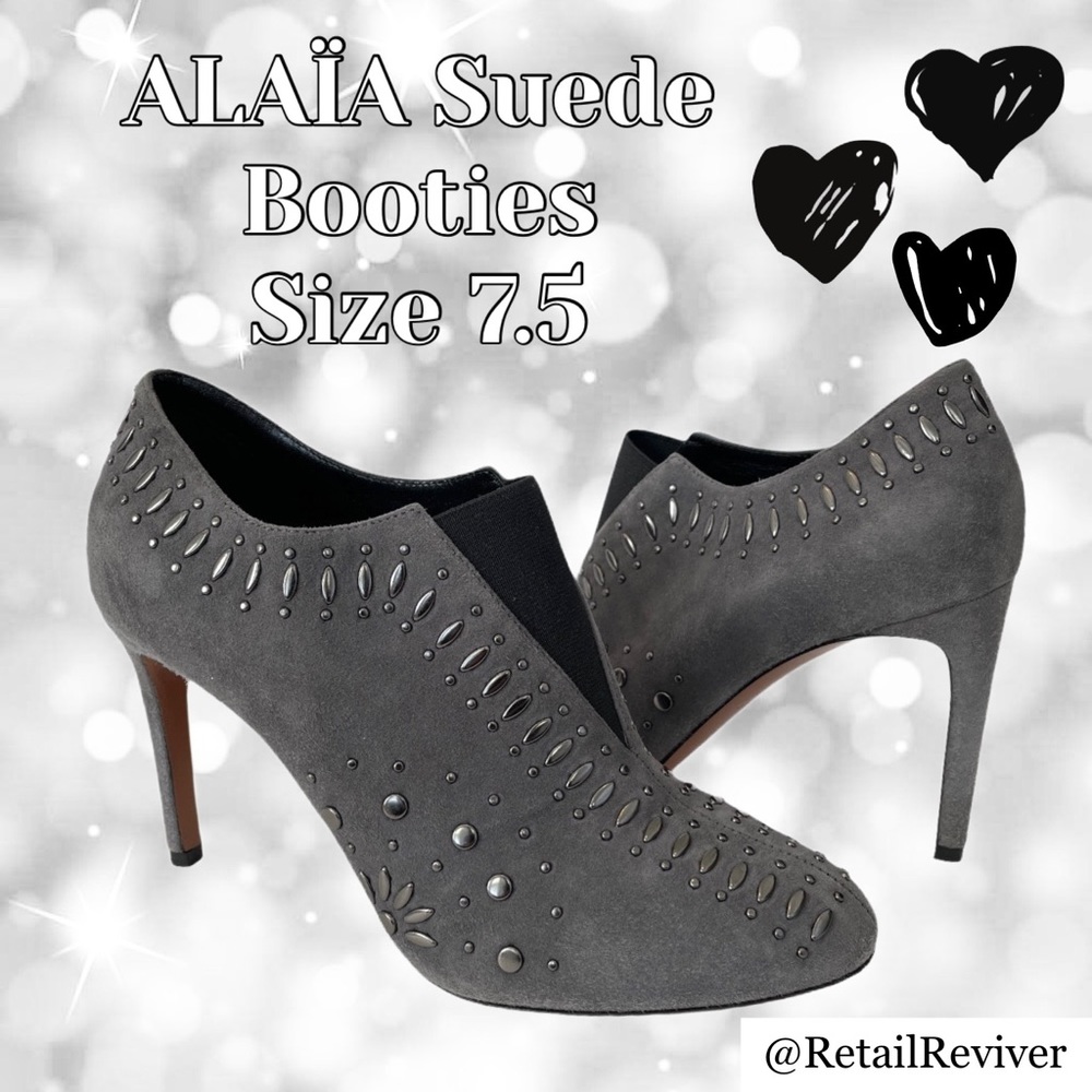 ALAÏA Studded Suede Booties